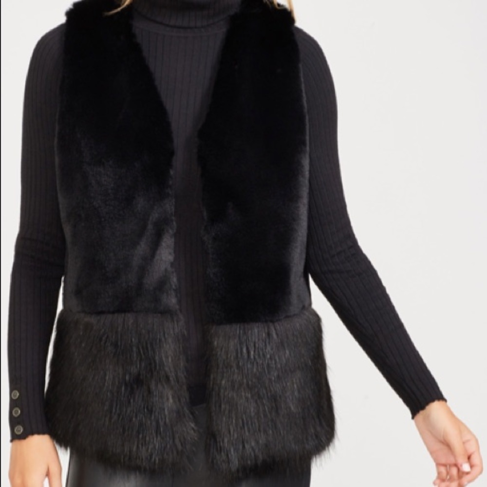 J.McLaughlin Allegra Black Faux Fur Vest